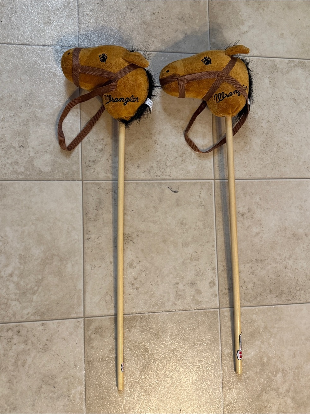Wrangler Mustard Plush Hobby Horse Stick with Brown Bridles